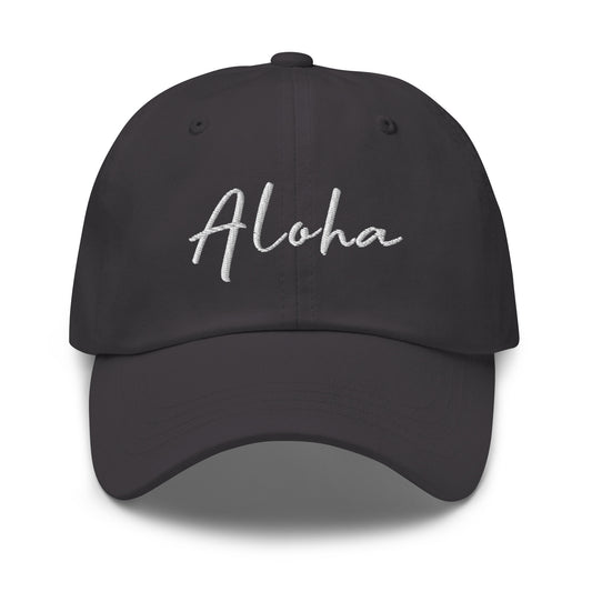 Dunkelgraue Aloha Cap von vorne mit Stickerei