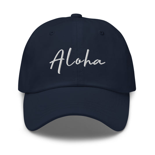 Navy Aloha Cap von vorne mit Stickerei